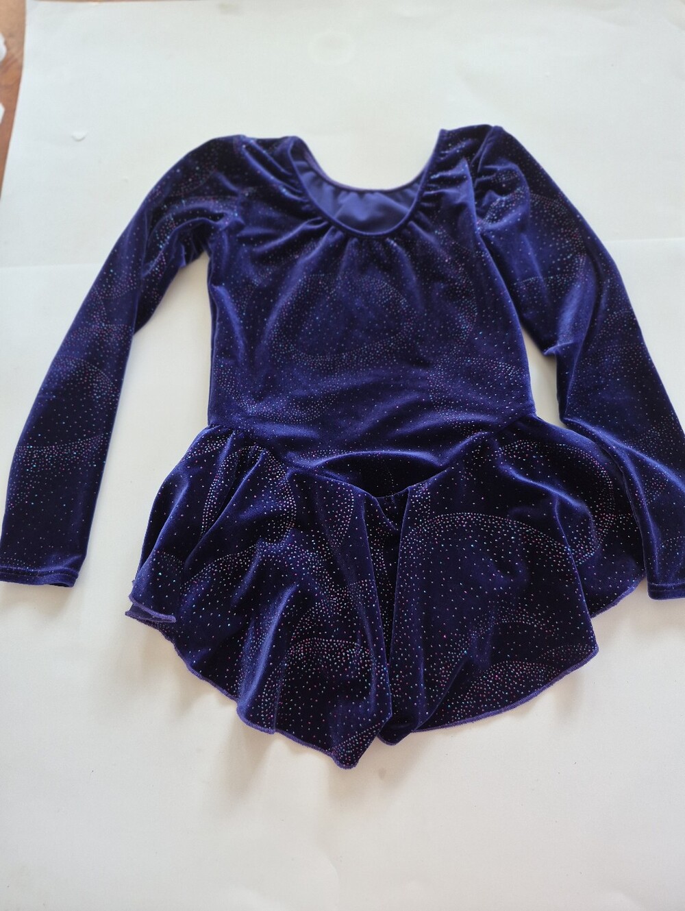 Motionwear Made In The USA Girls' Sparkle Velvet Skating Dress Navy Blue 12-14